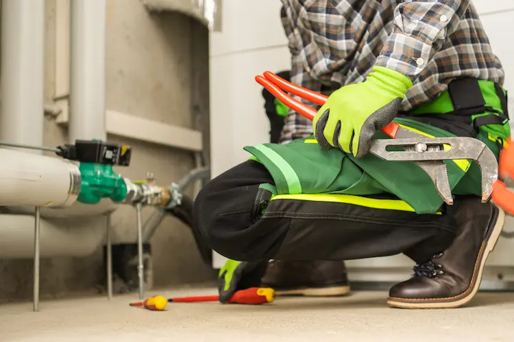 Tecnico professionista che lavora con pinze e chiave inglese